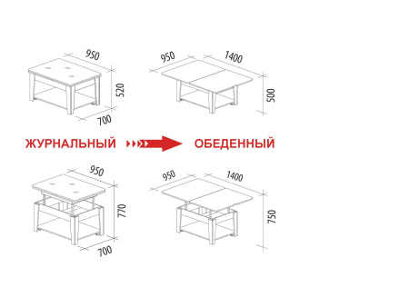 Журнальный стол-трансформер Агат 32.10 Астрид-Ваниль
