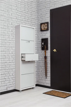 Обувница Люкс стекло белое Шкафы 4-х секционные Плюс