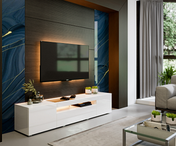 Бруклин Тумба под ТВ 1800 (Белый глянец), исполнение 1