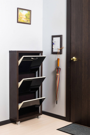 Обувница Люкс стекло черное Шкафы 3-х секционные