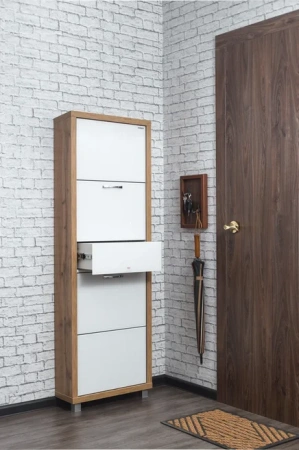 Обувница Люкс стекло белое Шкафы 4-х секционные Плюс