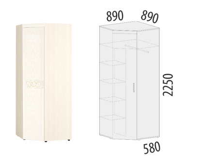 Шкаф угловой (лев/прав) Тиффани 93.08