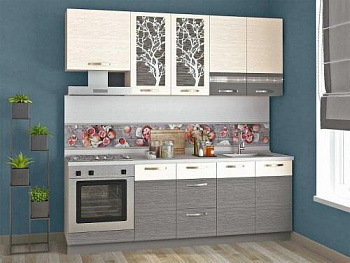 Кухонный гарнитур Графит 21 (ширина 220 см)  Кухонный гарнитур Графит 21 (ширина 220 см)