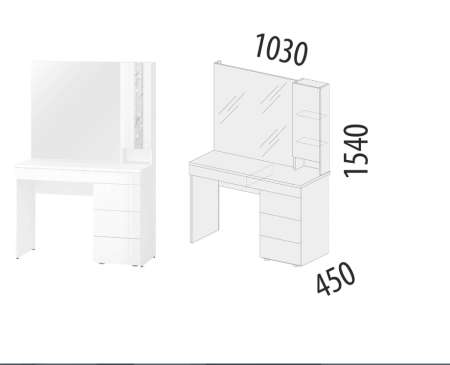 Туалетный столик (лев/прав) Николь 901.06