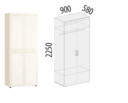 Шкаф для одежды со штангой Тиффани 93.11