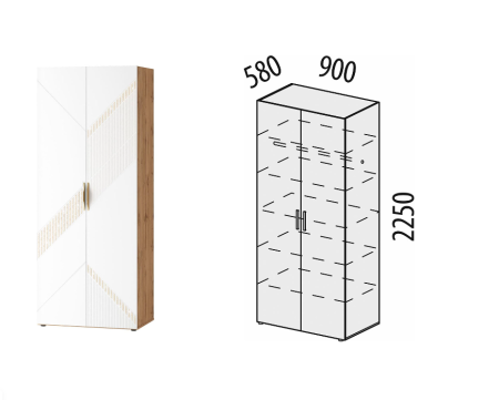 Шкаф для одежды с полками и штангой  Монако 903.43