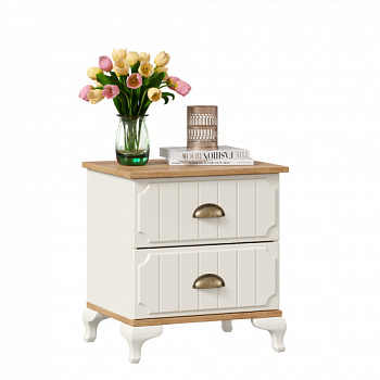 Вилладжио Тумба прикроватная с 2 ящиками (Алебастр/Дуб золотой) Вилладжио Тумба прикроватная с 2 ящиками (Алебастр/Дуб золотой)