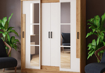 Шкаф-купе Твист дуб крафт золотой/белый