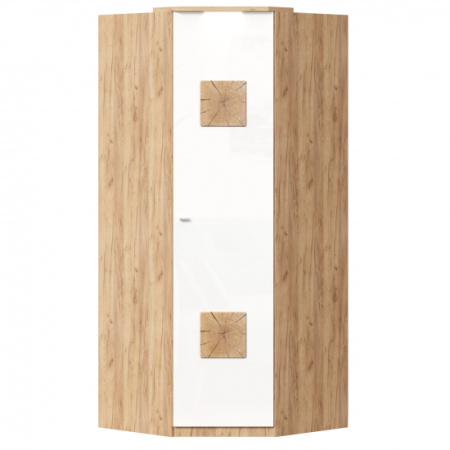 Фиджи Шкаф угловой с декоративными накладками (Дуб Золотой/Белый)