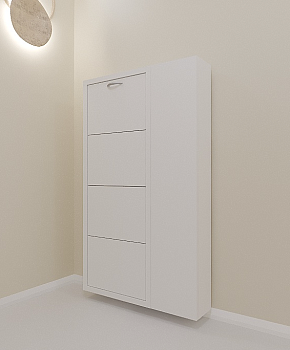 Обувница Люкс 4 ДУЭТ Белый шагрень / Белый шагрень