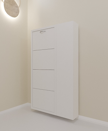 Обувница Люкс 4 ДУЭТ Белый шагрень / Белый шагрень