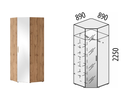 Шкаф угловой с зеркалом (лев/прав) Монако 902.09