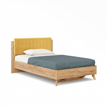 Марта-2 Кровать 1200 (с КО и мягкой накладкой, вертикальная стежка Phuket 1038) (Дуб Золотой/Горчично-желтый) Марта-2 Кровать 1200 (с КО и мягкой накладкой, вертикальная стежка Phuket 1038) (Дуб Золотой/Горчично-желтый)