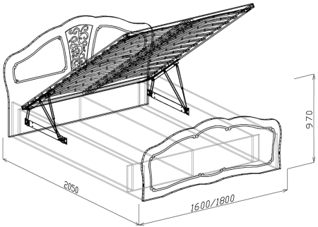 Кровать №2 подьемная 1.6 (с основанием) Тиффани