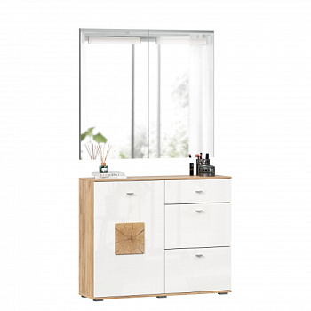 Фиджи Комод комбинированный с 2 зеркалами с подсветкой (Дуб Золотой/Белый) Фиджи Комод комбинированный с 2 зеркалами с подсветкой (Дуб Золотой/Белый)