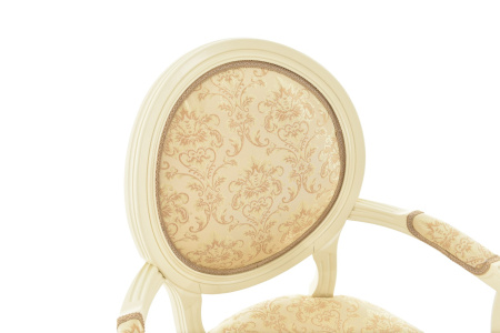 Стул из массива Медальон с подлокотниками с мягкой спинкой и сиденьем 