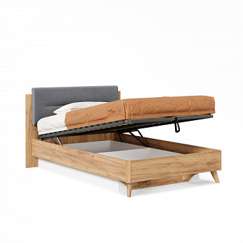 Марта-2 Кровать 1200 (с ПМ и мягкой накладкой, линейная утяжка Neo 25) (Дуб Золотой/Глубокий серый) Марта-2 Кровать 1200 (с ПМ и мягкой накладкой, линейная утяжка Neo 25) (Дуб Золотой/Глубокий серый)