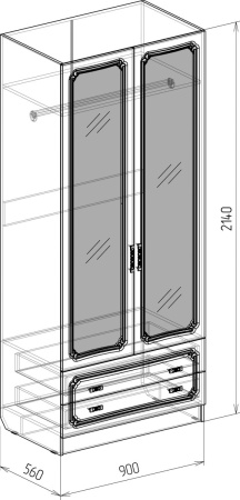 Шкаф 2х с ящиками (Тиффани)