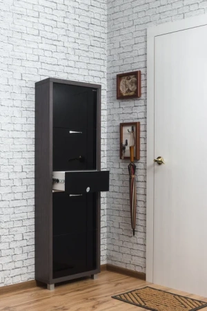 Обувница Люкс стекло черное Шкафы 4-х секционные Плюс