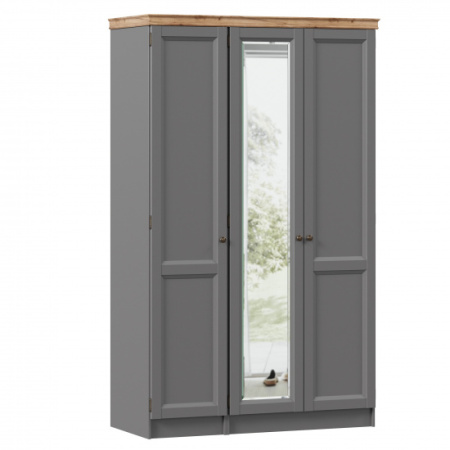 Амели Шкаф трехстворчатый с зеркалом с карнизом (Оникс Серый) Амели Шкаф трехстворчатый с зеркалом с карнизом (Оникс Серый)