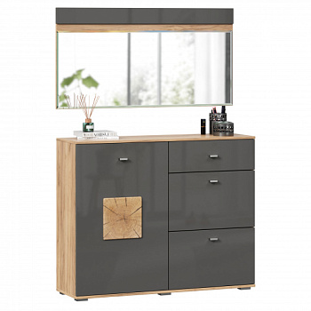 Фиджи Комод комбинированный с зеркалом 1200 (Дуб Золотой/Антрацит) Фиджи Комод комбинированный с зеркалом 1200 (Дуб Золотой/Антрацит)