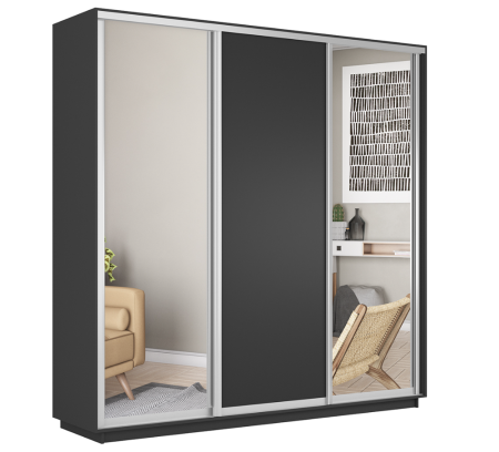 Шкаф-купе Экспресс 3-х дверный (Зеркало, ЛДСП)