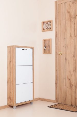 Обувница Люкс стекло белое Шкафы 3-х секционные