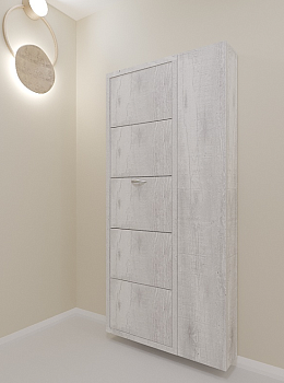 Обувница Люкс 5 ДУЭТ Бетон Пайн белый / Бетон Пайн белый