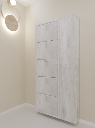 Обувница Люкс 5 ДУЭТ Бетон Пайн белый / Бетон Пайн белый