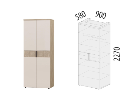 Шкаф для одежды с полками и штангой 900.43