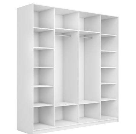 Шкаф-купе Широкий Прайм 2-х дверный (3 секции ДСП/стекло белое)