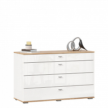 Фиджи Комод 1200 с 4 ящиками (Дуб Золотой/Белый) Фиджи Комод 1200 с 4 ящиками (Дуб Золотой/Белый)