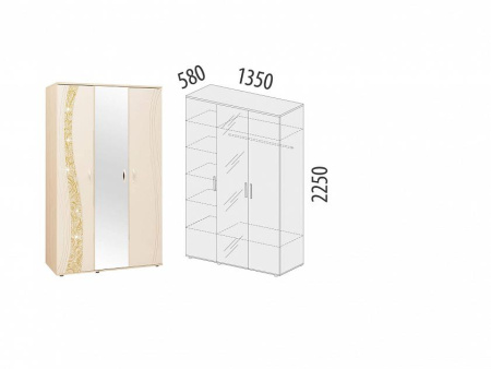 Шкаф трехдверный с зеркалом Соната 98.12