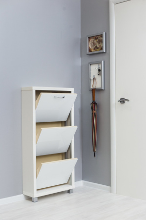 Обувница Люкс стекло белое Шкафы 3-х секционные