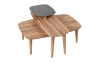 Комплект журнальных столов Тип 4 (Орех фактурный/Мрамор черный) Комплект журнальных столов Тип 4 (Орех фактурный/Мрамор черный)