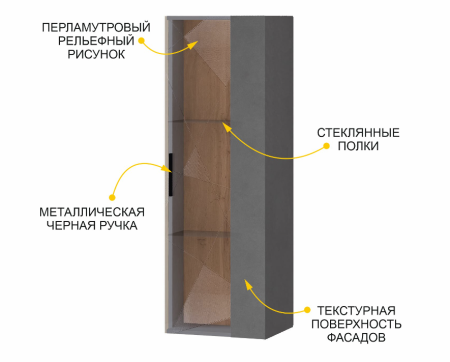 Шкаф-витрина малый (лев/прав) Джерси 602.07