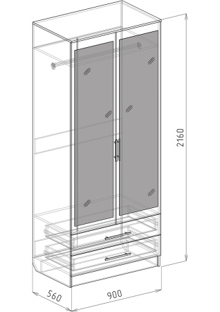 №1 Шкаф 2х с ящиками