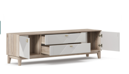 Липари Тумба ТВ 1800 (Дуб маувелла/Серый шёлк)