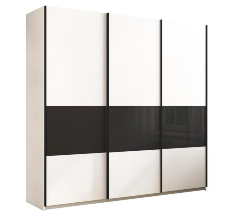 Шкаф-купе Широкий Прайм 3-х дверный (3 секции ДСП/стекло черное)