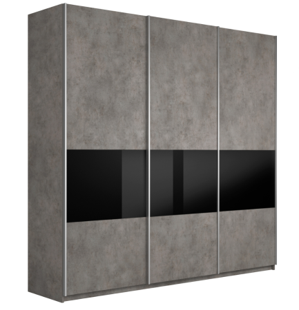 Шкаф-купе Широкий Прайм 3-х дверный (3 секции ДСП/стекло черное)