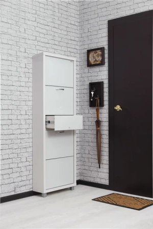 Обувница Люкс стекло белое Шкафы 4-х секционные Плюс