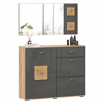 Фиджи Комод комбинированный с зеркалом (Дуб Золотой/Антрацит)