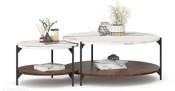 Вилена Комплект журнальных столов (Орех/Монте Белый) Вилена Комплект журнальных столов (Орех/Монте Белый)