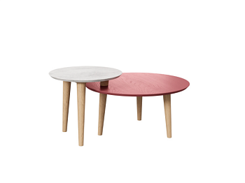 Стол журнальный Тип 7 двойной (Белый камень/Роял вуд бордо).