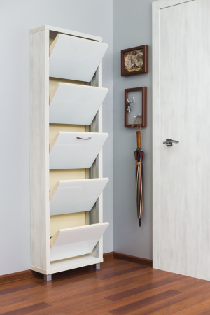 Обувница Люкс стекло белое Шкафы 5-ти секционные