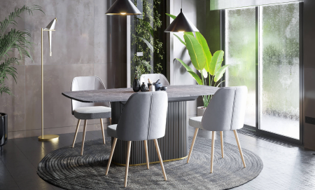 Стол обеденный раздвижной (Мрамор чёрный М04) 