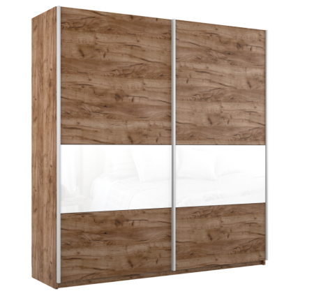 Шкаф-купе Широкий Прайм 2-х дверный (3 секции ДСП/стекло белое)