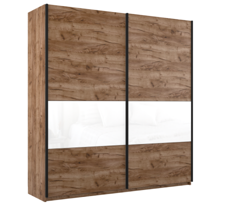 Шкаф-купе Широкий Прайм 2-х дверный (3 секции ДСП/стекло белое)