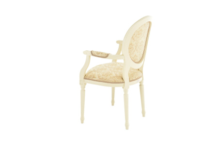 Стул из массива Медальон с подлокотниками с мягкой спинкой и сиденьем 