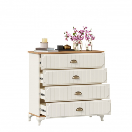 Вилладжио Комод с 4 ящиками (Алебастр/Дуб золотой)